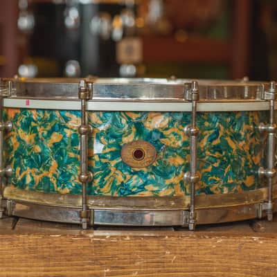 Ludwig  1930's 'Peacock Pearl Outfit' in Original Peacock Pearl Gen. II' - 14x27.5 & 5x14 image 16