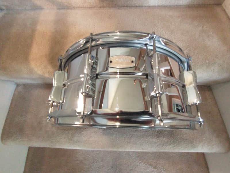 Yamaha Stage custom 10 lug extra deep 6.5 x 14 inch snare drum brilliant chrome excellent image 1