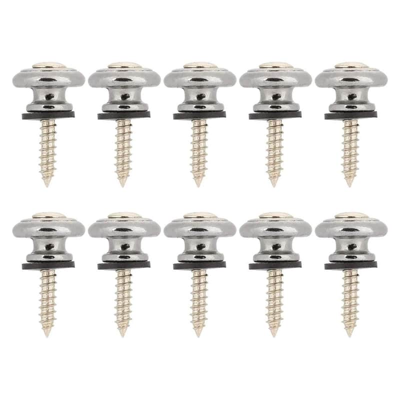 Guitar Strap Buttons, Mushrooms Head Guitar Strap Locks End Pins with Screws and Washers, for Guitar Ukulele Electric Bass(Sliver) image 1