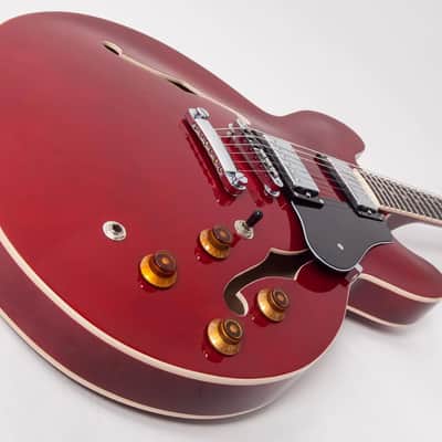 Vintage VSA500 ReIssued Semi Acoustic Guitar - Cherry Red (VSA500CR) image 6