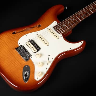 2019 Fender Rarities Series Flame Maple Top Thinline Stratocaster HSS - Violin Burst | USA Limited Edition Semi-Hollow Rosewood Neck Coil Split 3,18kg | CoA OHSC Bild 6