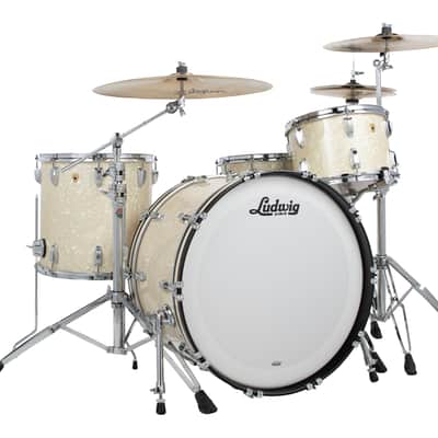 Ludwig *Pre-Order* Legacy Maple Marine White Pearl Downbeat 14x20_8x12_14x14 Drums Shell Pack | Made in the USA | NEW | Special Order | Authorized Dealer image 1