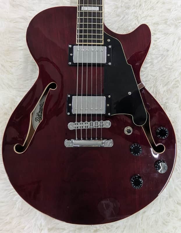 D'Angelico Premier Semi-Hollow Body Electric Guitar w/Gig Bag, Transparent Wine