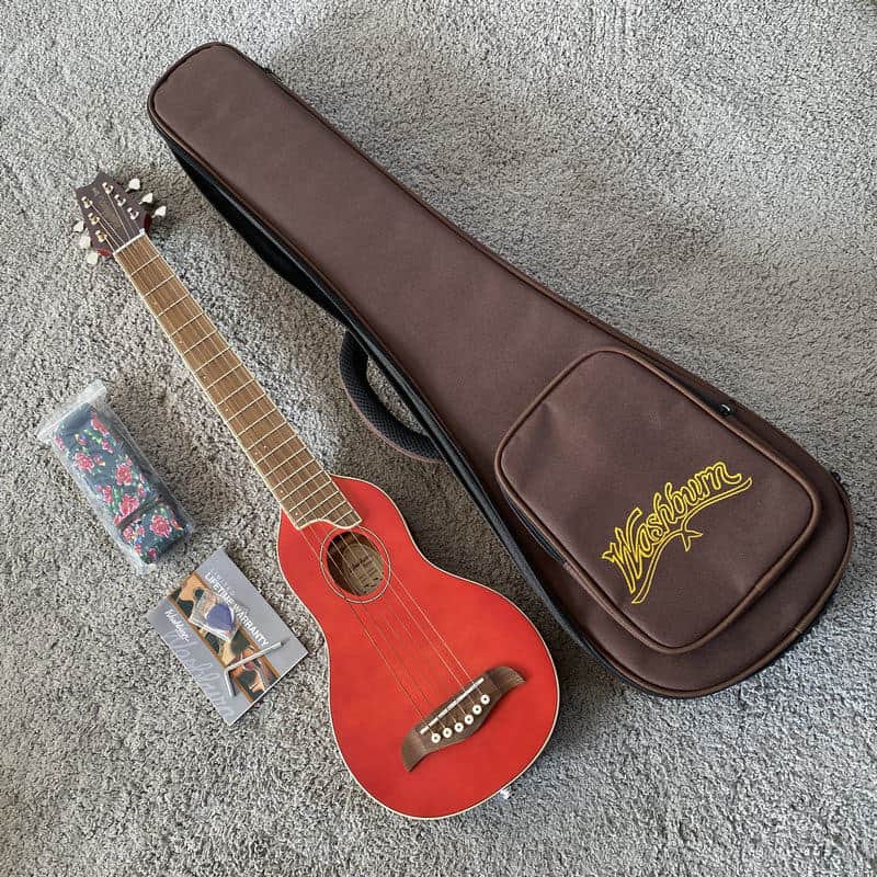 Washburn Rover RO10SK 34 Inch Travel Guitar in Red, Spruce Top, Rosewood Fingerboard image 1