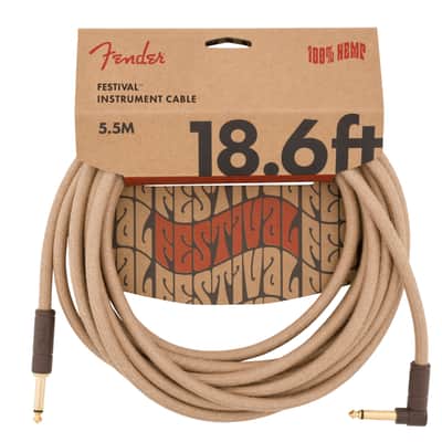 Fender® 18.6' Angled Festival Instrument Cable, Pure Hemp , Natural #0990918021 image 1