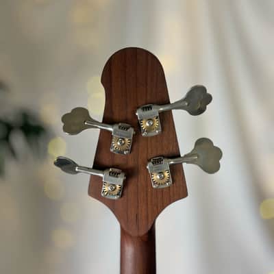 Offbeat Guitars "Dorothy" 30" Short Scale Semi-Hollowbody Bass in Maple Syrup on Carved Top Spanish Cedar with Bookmatched White Pine Top, Nordstrand 51P4S Pickup, Leo Quan Badass Hardware image 7