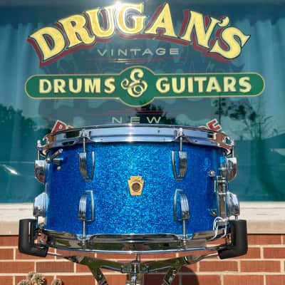 1960s Ludwig School Festival 6.5x14 Snare Drum Blue Sparkle COB image 1