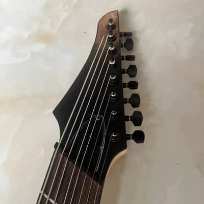 8 String Fanned Fret MultiScale Electric Guitar, Quilted Maple Top Mahogany Body,  Maple Neck image 4