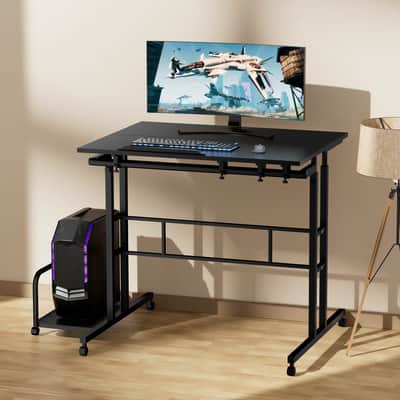 Rolling Adjustable Laptop Desk – Mobile Sit-Stand Workstation with CPU Stand image 3