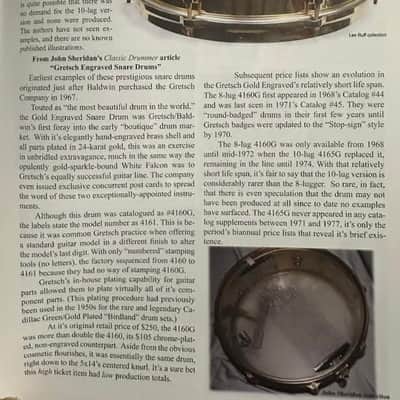 Extremely Rare Gretsch 4160G Round Badge COB Snare – 24k Gold Plated, image 22