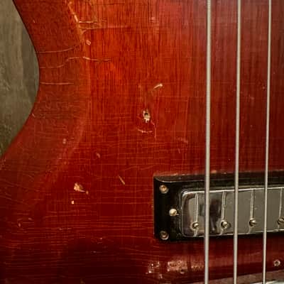 Vintage 1966-69 Gibson EB-3 Bass in Cherry Finish Reset Neck w/ Period-Adjacent Aftermarket Case in Good Condition! image 3