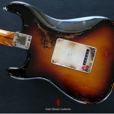 Fender Stratocaster SSH Sunburst / Pelham Blue Heavy Aged Relic by East Gloves Customs image 6