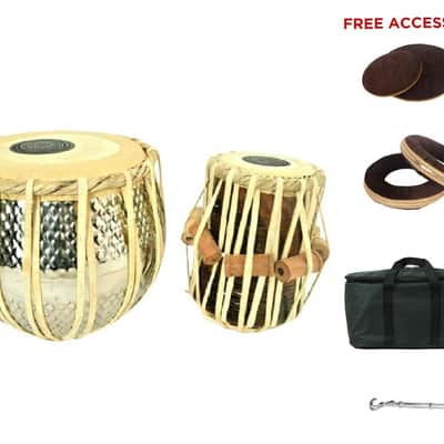 Handmade Steel Tabla Designer Folk Musical Percussion Instrument Drums Set With Bag image 1