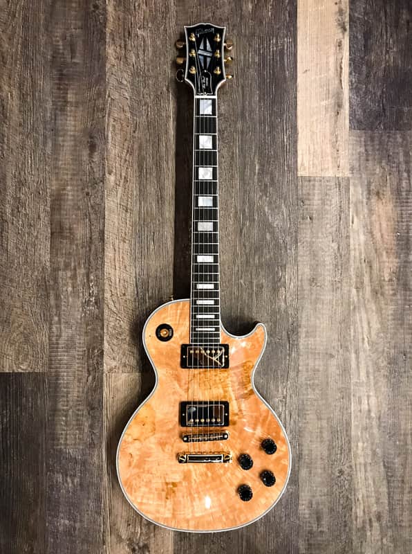 Gibson Custom Shop Les Paul Custom Burl Maple Limited Edition Electric Guitar Natural image 1