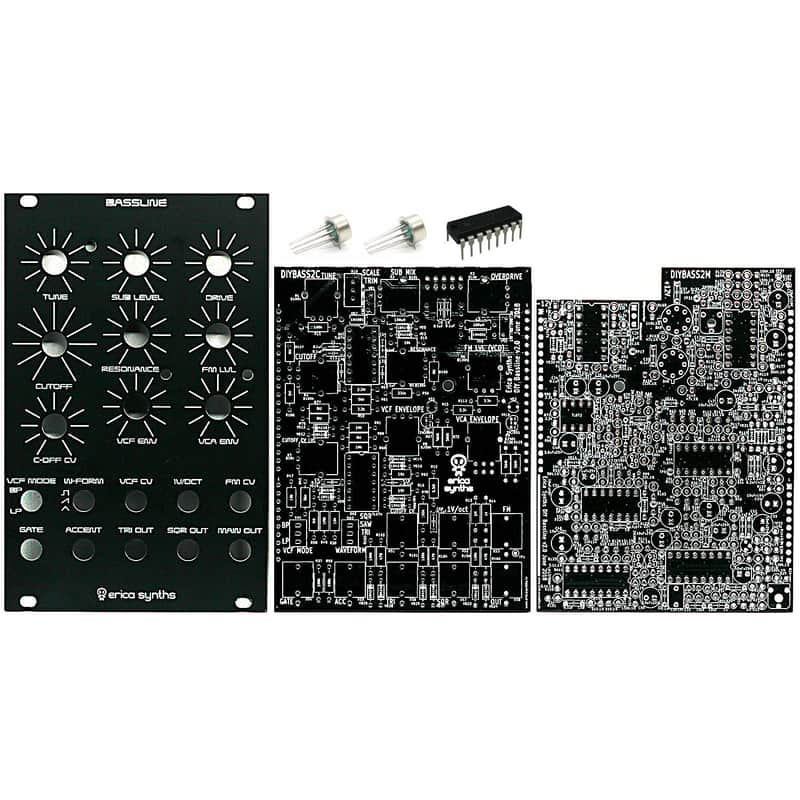 Erica Synths Bassline PCBs, Panel & ICs - Eurorack Analog Acid Synth Voice PCB Set image 1