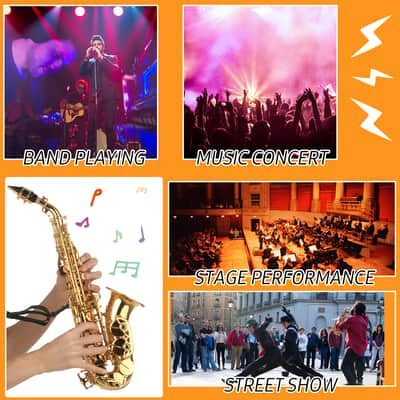 Saxophone Curved Brass Gold Lacquer Bb Sax + Carry Case Accessories W6B6 image 4