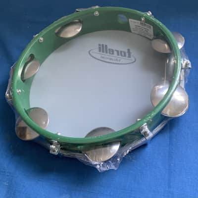 10" Torelli Brazilian Handmade Pandeiro Tambourine Nylon Skin and Green Inject Plastic Body image 2