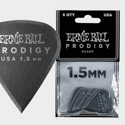 1.5mm Black Sharp Prodigy Picks 6-Pack Precision Machined High-Density Non-Slip-Textured Delrin Sharp-Attack Design image 1