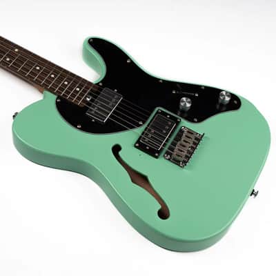 Eart Guitars, E-TT72, Semi Hollow Body Electric Guitars Humbucker Pickups Fixed Bridge LP3, Surf Green image 6