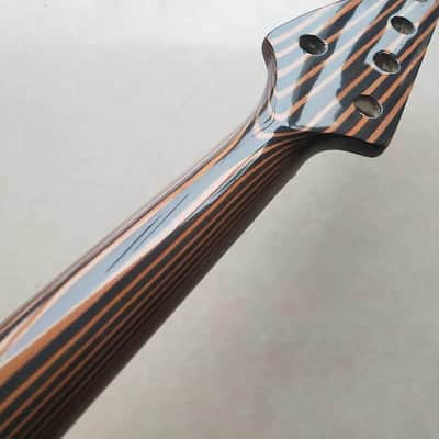 Zebra Wood 5 String Jazz Bass Style Neck, 20 Frets Fingerboard Fretboard image 5