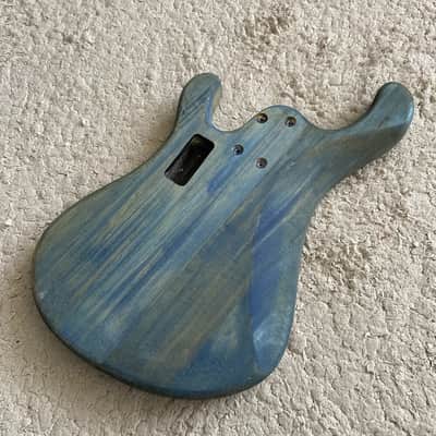 Tiger Maple Top Blue Electric Bass Guitar Body DIY Project image 3
