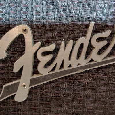 Fender 2x12 speaker cab. Early 1960s - Rough white/blonde/cream tolex image 5