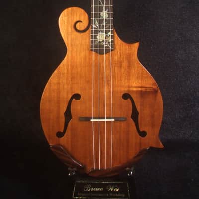 Handmade F Style Tenor Ukulele, ArchBack, Hawaiian Koa & Mahogany, Floral Inlay, Soft-bag, Bruce Wei FM17-2036 image 4