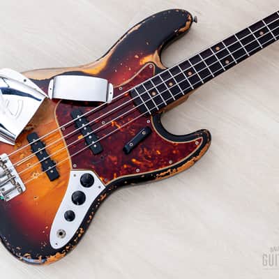 1962 Fender Jazz Bass Vintage Pre-CBS Slab Board, Sunburst w/ Case image 7