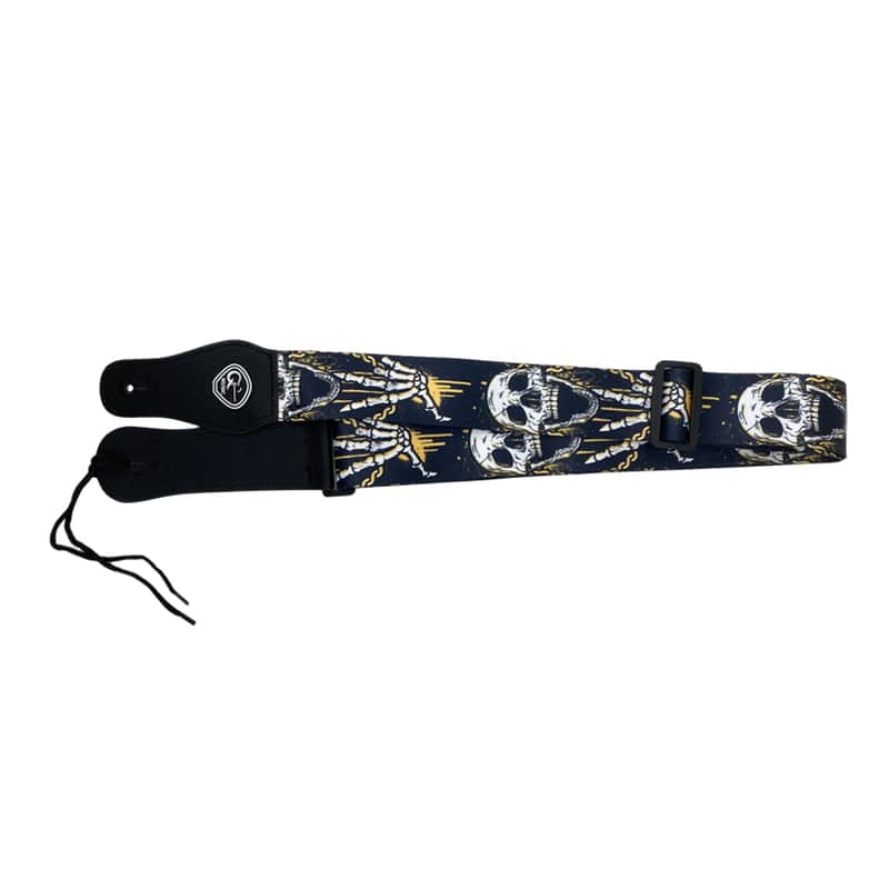 Skull Embroidered Guitar Strap - Adjustable Gothic Rock Style for Electric & Acoustic image 1
