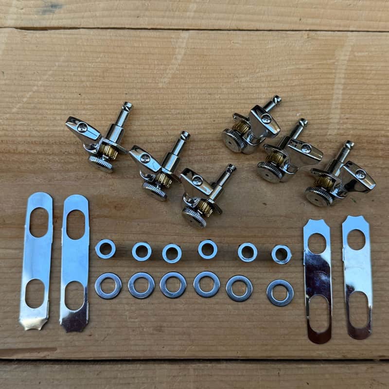 Immagine Hipshot 3+3 GripLock Open-Gear Locking Guitar Machines 3x3 Tuners w/ UMP - Chrome - 1