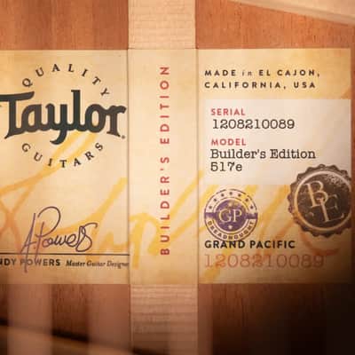 Taylor Builder's Edition 517e Grand Pacific Acoustic/Electric Guitar - Wild Honey Burst with Hardshell Case - Floor Model Demo image 15