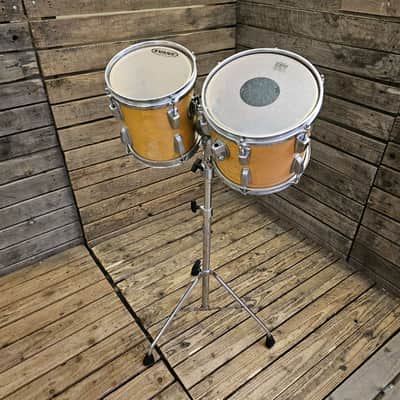 Ludwig USA 8" And 10" Tom Drum Set Thermogloss Natural Inc Stand USED! RK89L120526 image 3