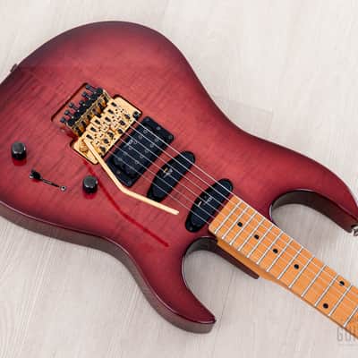 1990 BC Rich Gunslinger NJ Series SSH Flame Top Purple Sunburst w/ Floyd Rose & Case, Japan image 9