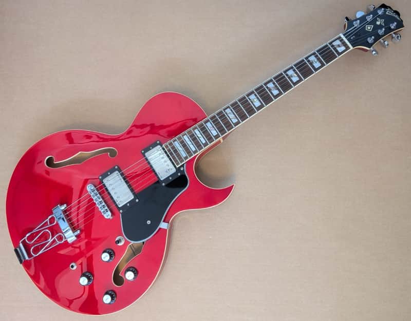 Revelation RT75 Hollow Body Electric Guitar Cherry Red Great Player image 1