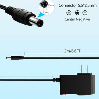 9V DC Power Supply Adapter for Casio Zoom Guitar Multi Effects Pedal Keyboard AD-5 AD-5MU AD-5MR WK-110 WK-200 LK-100 LK-220 AC/DC 9V Guitar Pedal Power Supply Charger, Center Negative image 4