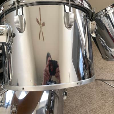 Ludwig 6 Piece Drum Set Chrome over Maple Shells Vintage Chrome O Wood late 70's Power Toms image 12