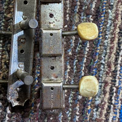 Kluson Gibson and Kay 1960s 3 on a plate machine head tuners - Nickel with screws image 3