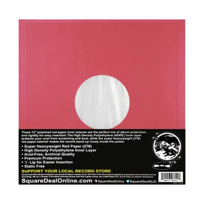 (25) 12" Red Paper Plastic Record Heavyweight Polylined Inner Sleeves 12IARE image 2