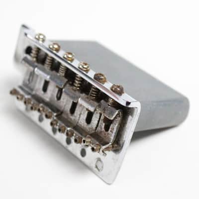 1989 Vintage Squier Fender Stratocaster "Fender Fender" Stamped Saddles Chrome BRIDGE USA Strat 1980s image 3