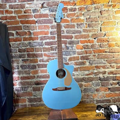 Fender Newporter Player Acoustic Electric Guitar (2020s - Ice Blue Metallic) image 2