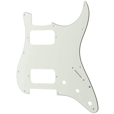 11 Holes Round Corner HH Strat Pickguard 2 Humbuckers for American/Mexican Fender Standard Stratocaster Electric Guitar, 3Ply Aged White image 1