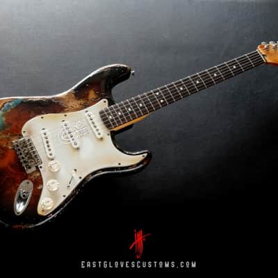 Fender Stratocaster Sunburst Paisley/Pelham Blue Heavy Relic by East Gloves Customs image 4