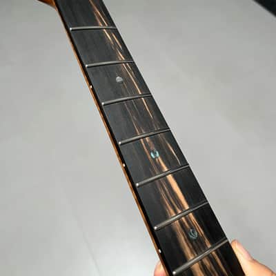 AAAAA Tele Ebony Fretboard Roasted flame Maple Electric Guitar Neck Radius 12inch Round stainless steel 22 frets hole 10mm Radius: 12 inches image 7