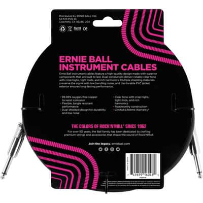 Ernie Ball 6048 Cables instrument classic jack/jack 3m noir image 2