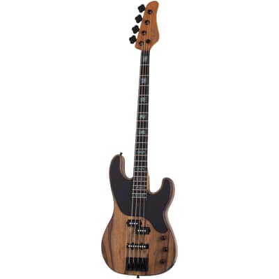 Schecter Model-T 4 Exotic Electric Bass, Black Limba image 3