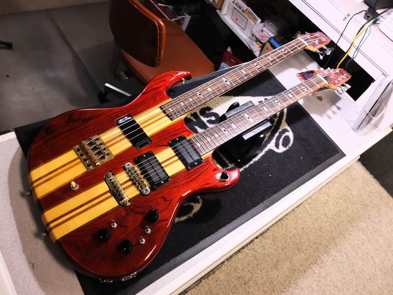 Aria Aria Pro II Super Twin 80 Walnut Guitar Bass Double Neck | Reverb