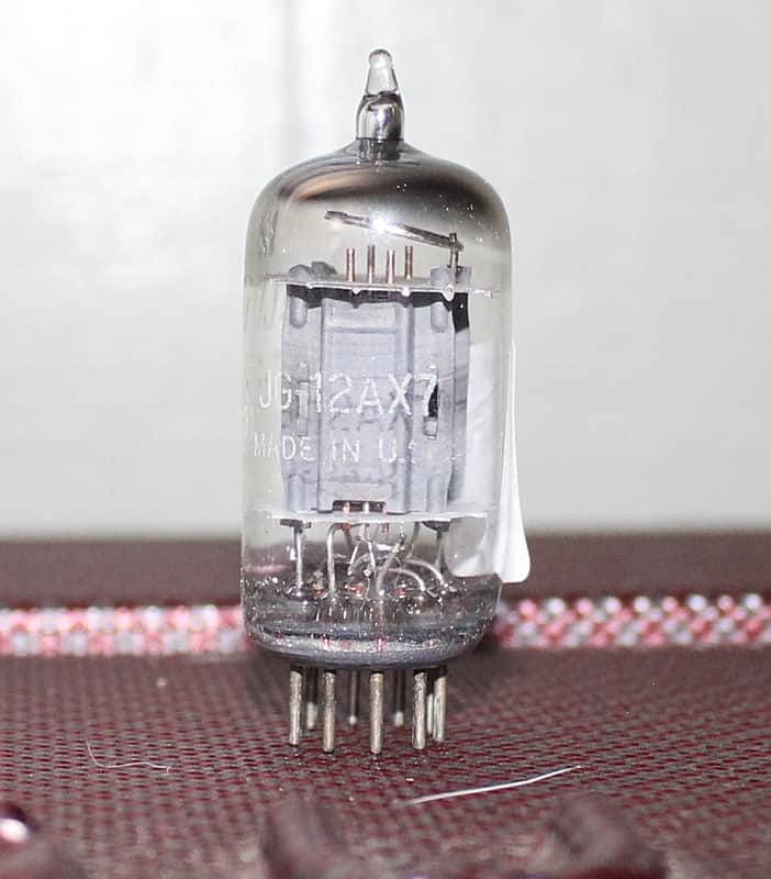 GE JG (JAN) 12AX7 ECC83 LONG GRAY LADDER PLATE FAT D GETTER COPPER GRID POST TEST NOS VINTAGE 1954 image 1