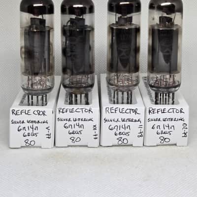 Reflector 6P14P 6BQ5 Silver Lettering Perfectly Matched Quad NOS EL84 6N14N