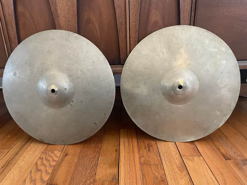 Stanople 14" Hi Hat Cymbal Pair 600g & 920g 1960's - silver/nickel image 1