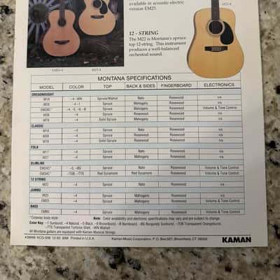 Montana Acoustic Guitar Catalog 1993 M18 M78 m28 EM28C EM24C image 4
